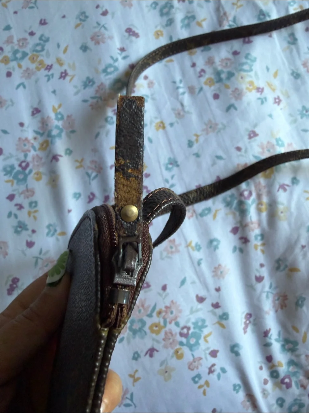 Louis Vuitton Monogram Canvas Small Crossbody Pouch in Brown and Gold